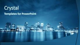  Presentation with london - Beautiful slide deck featuring canary wharf business district backdrop and a ocean colored foreground