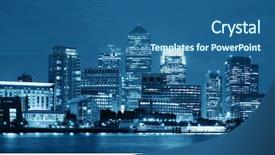  Presentation with london - Colorful presentation design enhanced with canary wharf business district backdrop and a ocean colored foreground