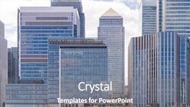  Presentation with financial center - Amazing presentation theme having canary wharf in london backdrop and a gray colored foreground