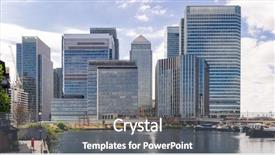  Presentation with financial center - Slide deck featuring canary wharf in london background and a gray colored foreground
