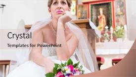  Presentation with alone - Beautiful PPT theme featuring cancel - bride waiting alone for wedding backdrop and a soft green colored foreground