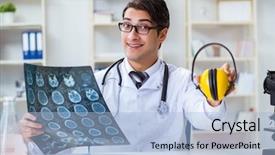  Presentation with noise - Theme having cancel - safety doctor advising about noise background and a light blue colored foreground