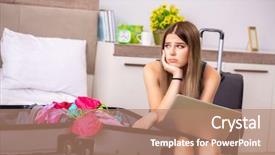  Presentation with real woman hair texture human - Theme having cancel - young woman getting ready background and a coral colored foreground