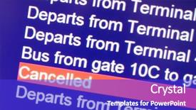  Presentation with departure board - PPT layouts with cancellation message on departure board background and a cobalt blue colored foreground