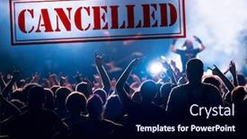  Presentation with covid coronavirus - PPT theme featuring cancelled-concert-or-other-event background and a navy blue colored foreground