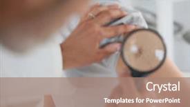  Presentation with skin cancer - Presentation design consisting of skin cancer - dermatologist looking at woman's mole background and a coral colored foreground