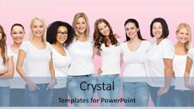  Presentation with diversity women - Theme featuring cancer - friendship diversity body positive background and a teal colored foreground