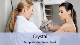  Presentation with cancer - Presentation theme consisting of cancer - mature female doctor assisting young background and a light blue colored foreground