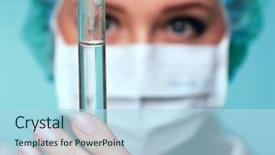  Presentation with laboratory - Beautiful presentation theme featuring cancer - researcher in the laboratory isolatated backdrop and a light blue colored foreground