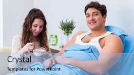  Presentation with wife - Amazing PPT layouts having cancer aliments - wife visiting ill husband backdrop and a  colored foreground