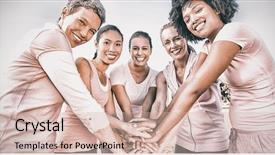  Presentation with breast cancer - Audience pleasing slides consisting of cancer and putting hands together backdrop and a soft green colored foreground