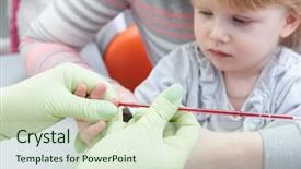  Presentation with blood cancer - Slide deck consisting of cancer children - blood medical test or research background and a soft green colored foreground