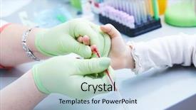  Presentation with blood test - Presentation design consisting of cancer children - blood medical test or research background and a light blue colored foreground