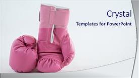  Presentation with pink boxing gloves - Slide set having cancer children - close-up of pink boxing gloves background and a sky blue colored foreground