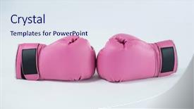  Presentation with boxing - Presentation design consisting of cancer children - close-up pair of pink boxing background and a sky blue colored foreground