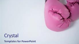  Presentation with pink boxing gloves - Beautiful slides featuring cancer children - high angle view of pink backdrop and a sky blue colored foreground