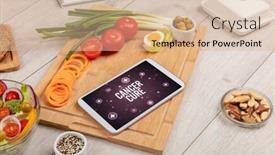  Presentation with healthy food - Slide deck consisting of cancer-cure-concept-in-tablet background and a lemonade colored foreground