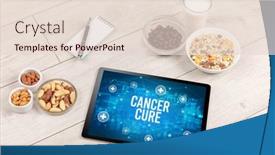  Presentation with healthy food - PPT layouts consisting of cancer-cure-concept-in-tablet background and a lemonade colored foreground