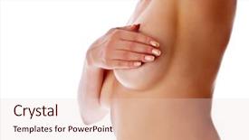  Presentation with breast - PPT layouts consisting of cancer du sein - woman holding her breast background and a lemonade colored foreground