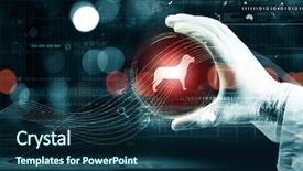  Presentation with medical hand - PPT layouts with cancer medical research - close up of scientist hand background and a navy blue colored foreground