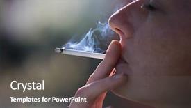  Presentation with cancer - Amazing PPT theme having cancer mouth - close-up of a young woman backdrop and a gray colored foreground