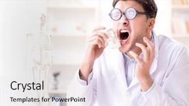  Presentation with human circulatory systemphisiology - PPT theme consisting of cancer mouth - crazy doctor studying human skeleton background and a  colored foreground