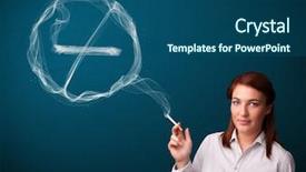  Presentation with smoking ban - Presentation featuring cancer mouth - pretty young lady smoking unheathy background and a ocean colored foreground