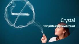  Presentation with smoking - Slide set featuring cancer mouth - pretty young lady smoking unheathy background and a ocean colored foreground