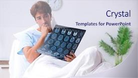  Presentation with nurse a male patient - Colorful slide set enhanced with cancer pain - young male patient lying backdrop and a sky blue colored foreground