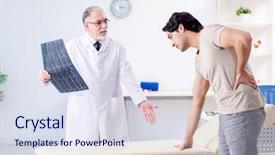  Presentation with werry old man and gis music - PPT layouts having cancer pain - young man visiting old male background and a  colored foreground