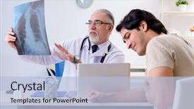  Presentation with old young - PPT theme having cancer pain - young man visiting old male background and a light blue colored foreground