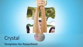  Presentation with finish line - Beautiful slide deck featuring cancer participants crossing finish line backdrop and a light blue colored foreground