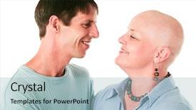  Presentation with ovarian - Colorful slide set enhanced with cancer patient smiles at her backdrop and a light blue colored foreground