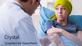  Presentation with radiation - Cool new PPT layouts with cancer patient visiting doctor backdrop and a light blue colored foreground