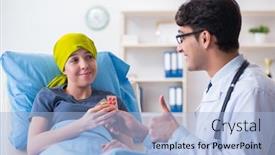  Presentation with cancer - Cool new slide set with cancer-patient-visiting-doctor backdrop and a light blue colored foreground