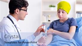  Presentation with cancer - PPT layouts having cancer-patient-visiting-doctor background and a light blue colored foreground