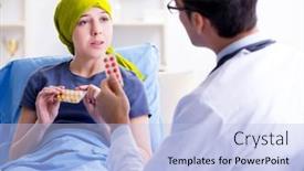  Presentation with cancer - Beautiful slide deck featuring cancer-patient-visiting-doctor backdrop and a light blue colored foreground