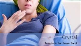  Presentation with cancer - Audience pleasing PPT theme consisting of cancer-patient-visiting-doctor backdrop and a light blue colored foreground