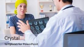 Presentation with cancer - Presentation theme featuring cancer patient visiting doctor background and a light blue colored foreground