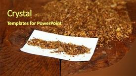  Presentation with tobacco - Slides with rolling paper on wood background and a tawny brown colored foreground