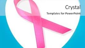  Presentation with pink ribbon - Audience pleasing theme consisting of players competing courts - young woman tennis player backdrop and a light gray colored foreground.