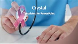  Presentation with examination - PPT layouts consisting of cancer research - midsection of surgeon holding stethoscope background and a teal colored foreground