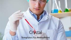  Presentation with blood test - Presentation design featuring cancer research - young doctor working on blood background and a light blue colored foreground