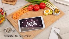  Presentation with healthy food - Presentation design consisting of cancer-research-concept-in-tablet background and a soft green colored foreground
