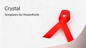  Presentation with awareness - Slide set with aids awareness red heart ribbon on world map background and a white colored foreground