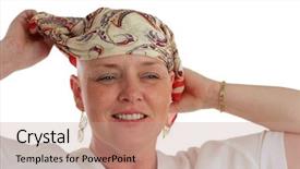  Presentation with chemotherapy - Audience pleasing slides consisting of cancer reto - beautiful woman bald from chemotherapy backdrop and a  colored foreground