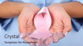 Presentation with pink ribbon hands - Colorful slides enhanced with cancer reto - woman with aids awareness pink backdrop and a  colored foreground