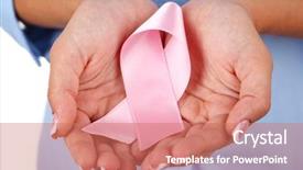  Presentation with pink ribbon hands - Colorful slides enhanced with cancer reto - woman with aids awareness pink backdrop and a coral colored foreground