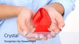  Presentation with red ribbon hiv - Presentation theme enhanced with cancer reto - woman with aids awareness red background and a  colored foreground