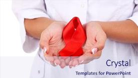  Presentation with awareness - Beautiful slide deck featuring cancer reto - woman with aids awareness red backdrop and a sky blue colored foreground